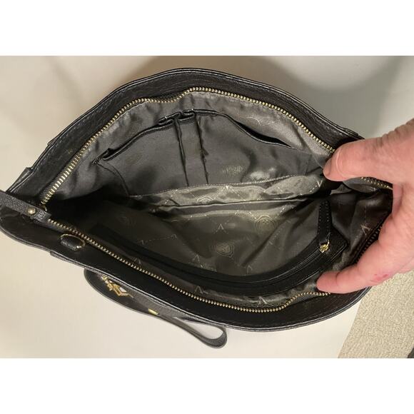 Vince Camuto Black Leather Brown Pony Hair Baily Handbag Clutch Purse NEW NWOT - Picture 6 of 13